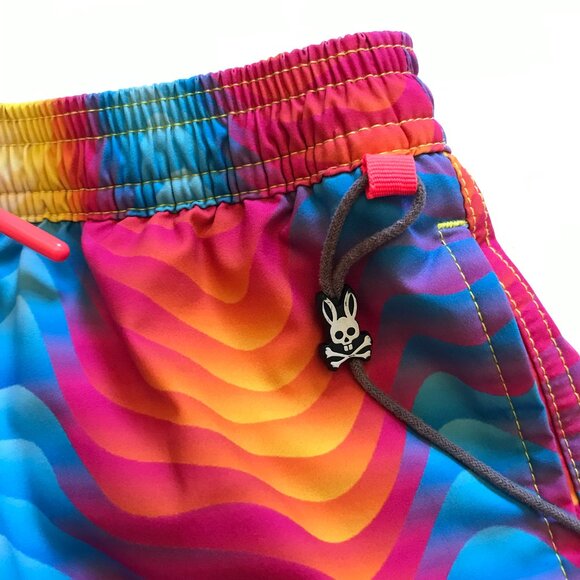Psycho Bunny Print Shorts Swim Trunks Boys 10 12 Medium Blue Pink Tie Dye 4.5" - Picture 5 of 11